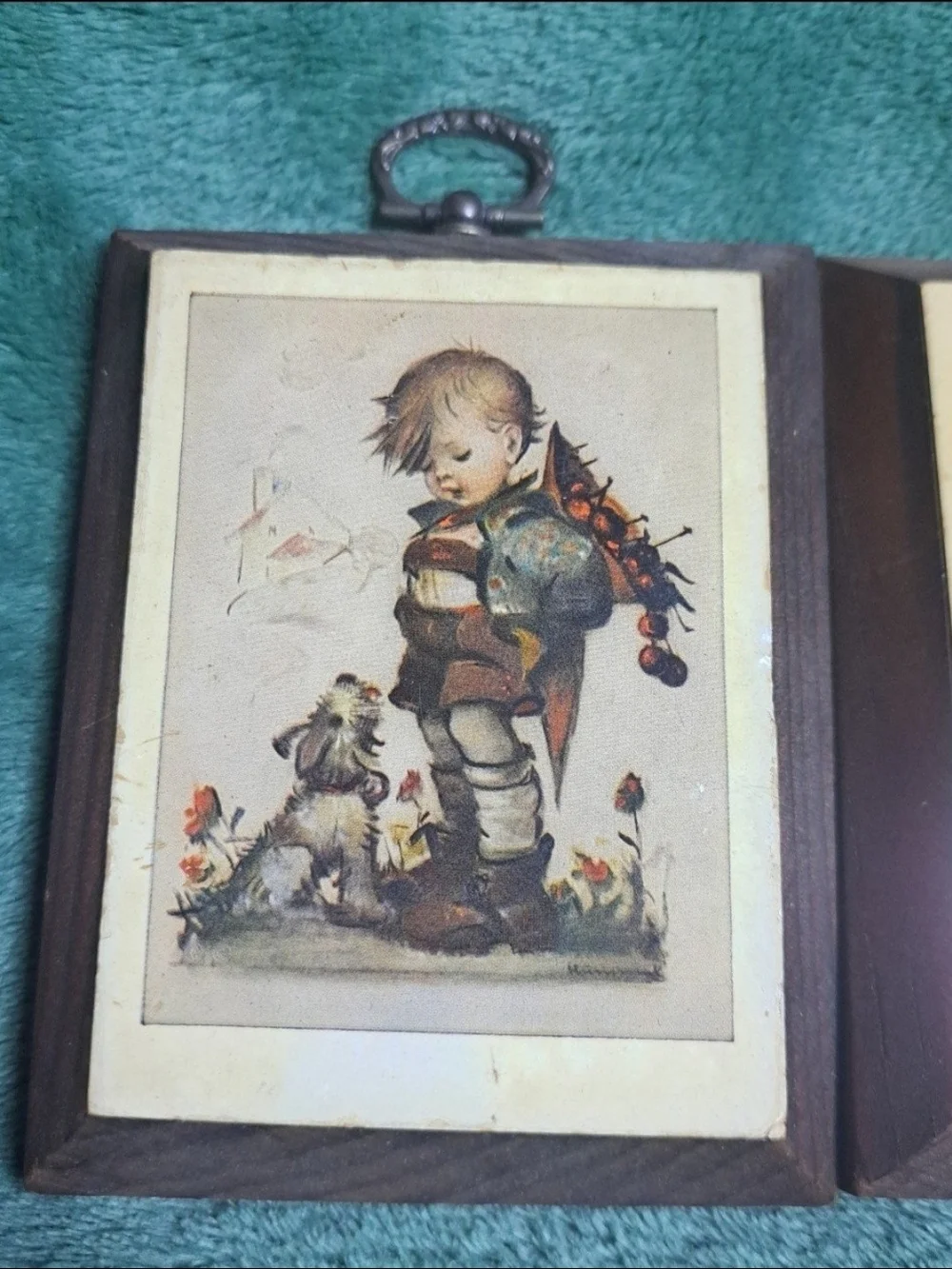 Vintage MI Hummel Goebel Wood Wall Plaques Set of 3 Stormy Weather Country Boy